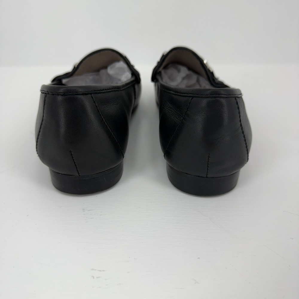 Donald Pliner Womens Black Leather Bit Loafers Silver Hardware Size 9.5 Wide - Picture 6 of 11